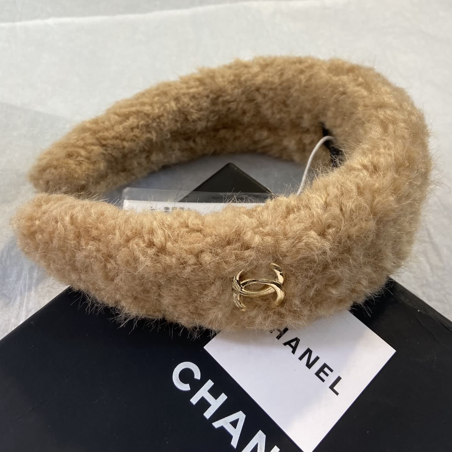 Chanel Fuzzy Headband with CC Logo
